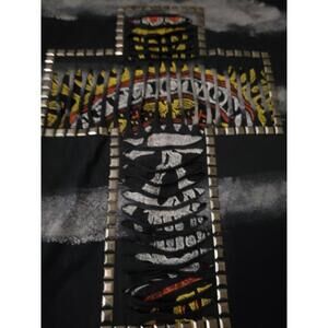 Affliction skull metal hardware shirt sz M